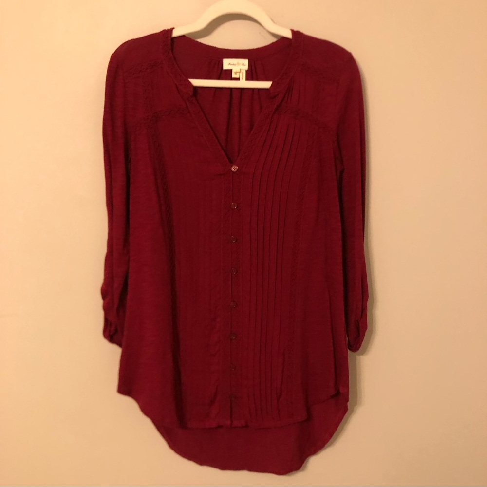 ANTHROPOLOGY Meadow Rue Red Tunic Top Sz XS